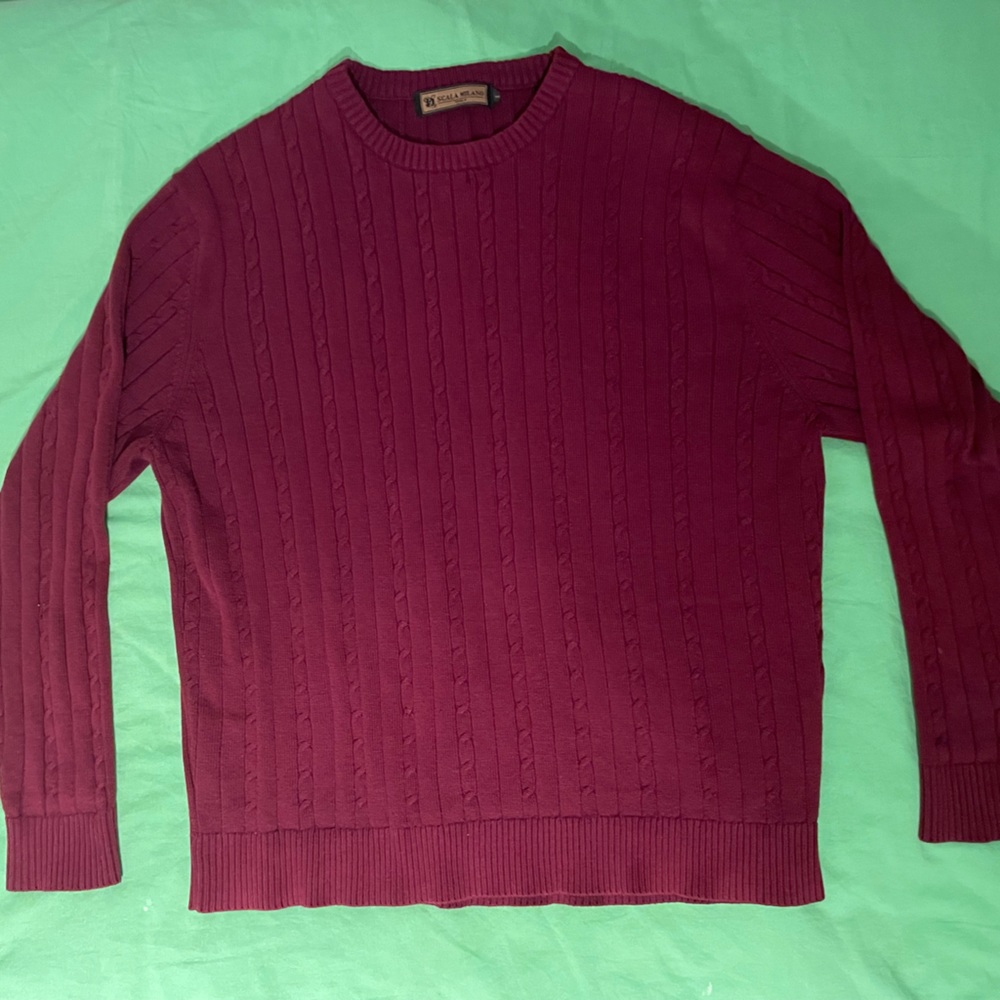 Scala Milano Italy red cable knit sweater